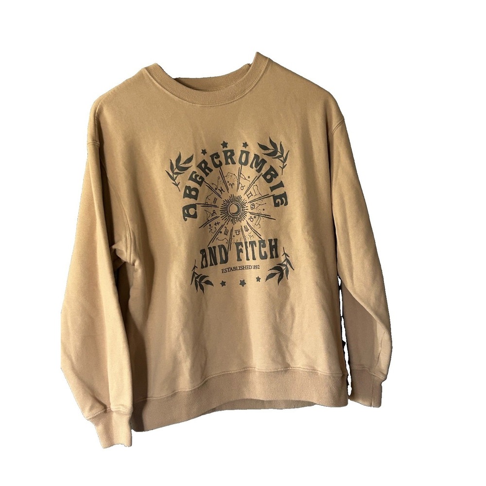 A&F soft AF Crewneck graphic astrological beige celestial Size XS Moon Stars